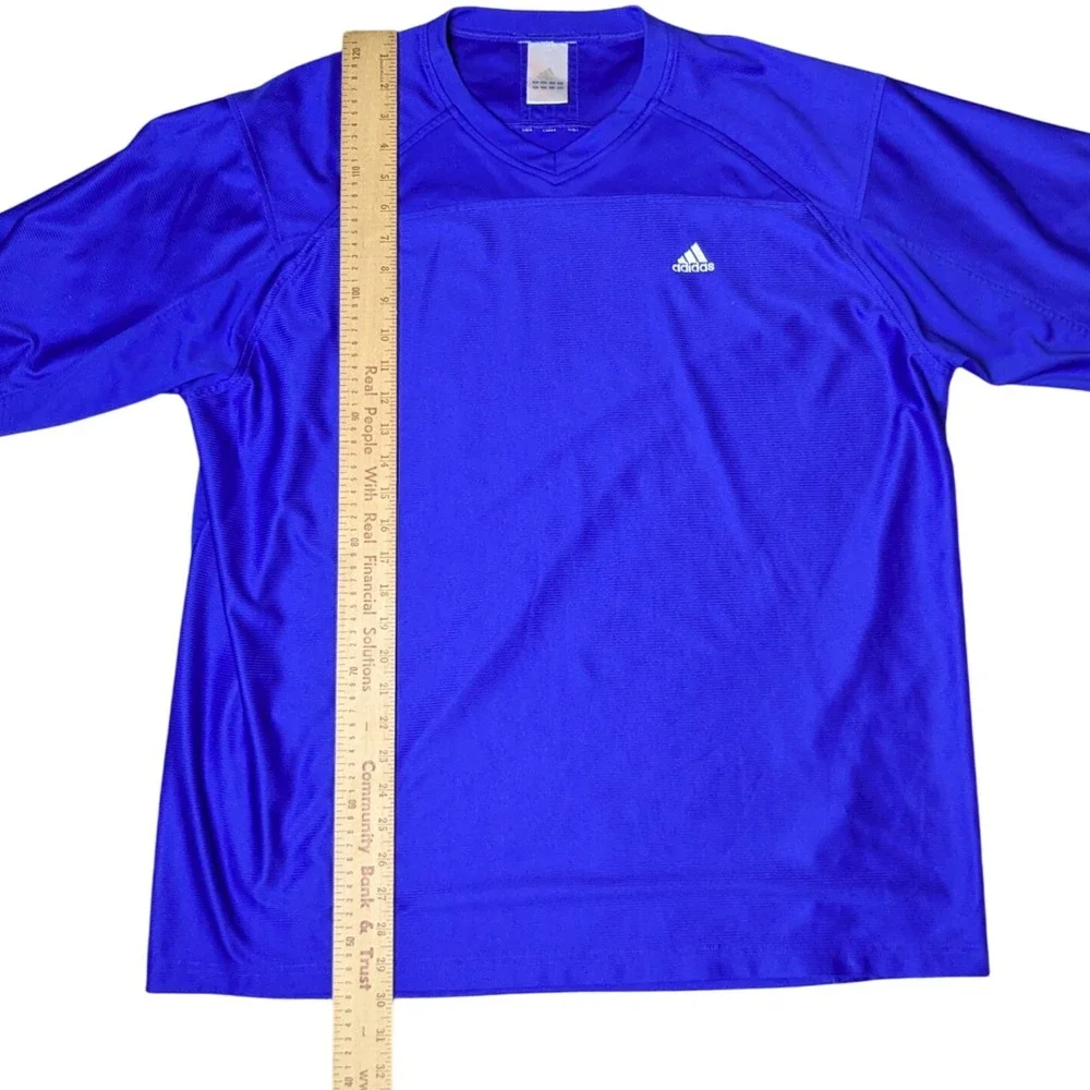 Adidas Blank Soccer Football Jersey Blue Short Sleeve Shirt‎ Men's XL